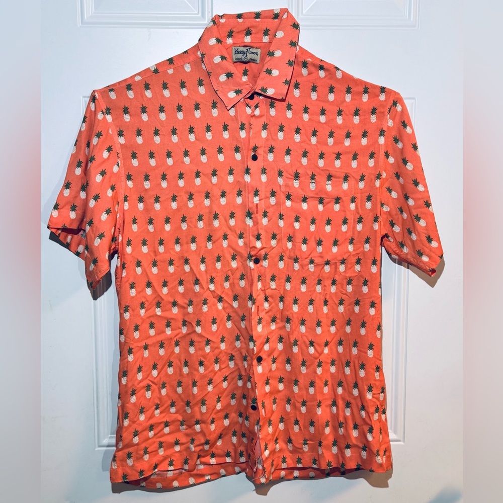 Kenny Flowers Limited Edition XL 100% Rayon Pineapple Print Men Hawaiian Shirt